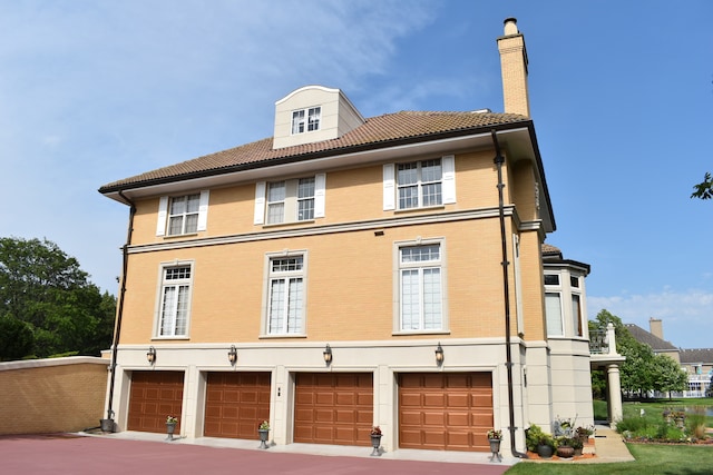 exterior space featuring a garage