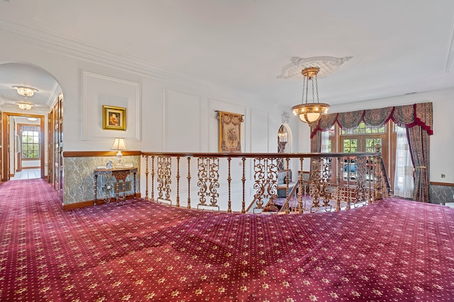 corridor with crown molding