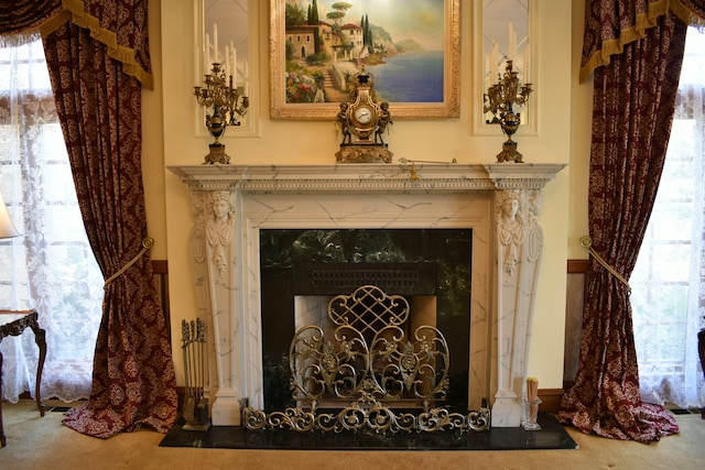 details with a fireplace