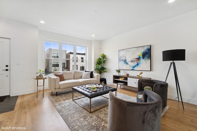 living room featuring light hardwood / wood-style flooring