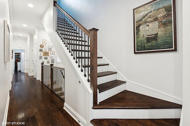 2732 N Seminary Ave Unit 3, Chicago, IL 60614 - stairs featuring wood finished floors, recessed lighting, and baseboards