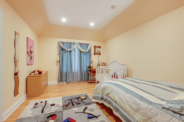 bedroom with light wood-type flooring