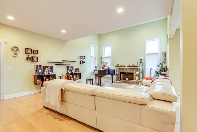 living room with light wood-type flooring