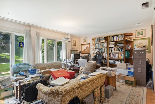 interior space featuring light parquet floors