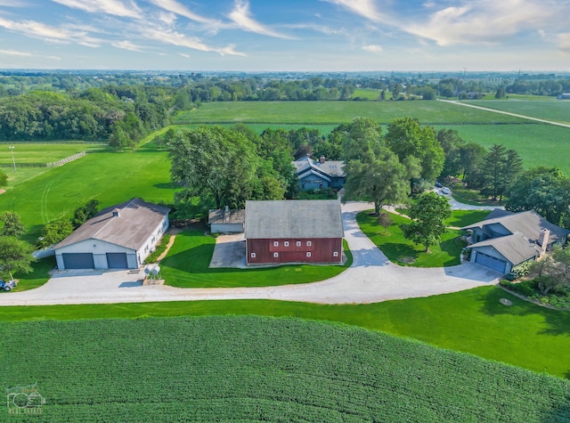 drone / aerial view with a rural view