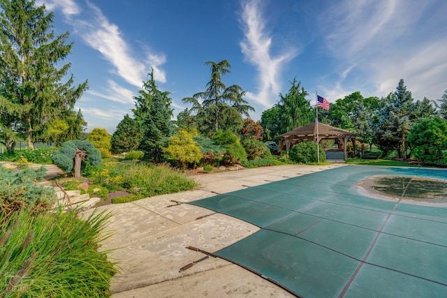 view of pool with a gazebo