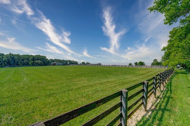 view of yard with a rural view