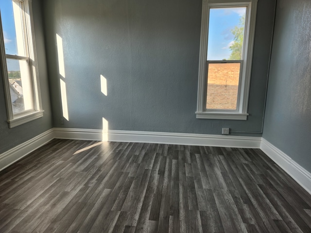 spare room featuring dark hardwood / wood-style floors and a healthy amount of sunlight