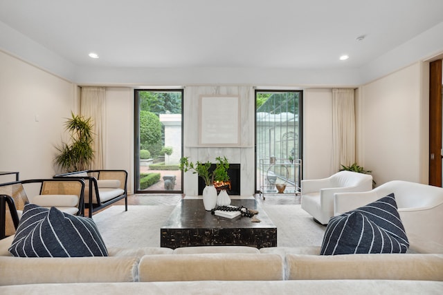 living room featuring carpet flooring