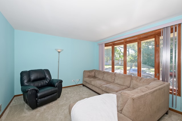 living room with light colored carpet