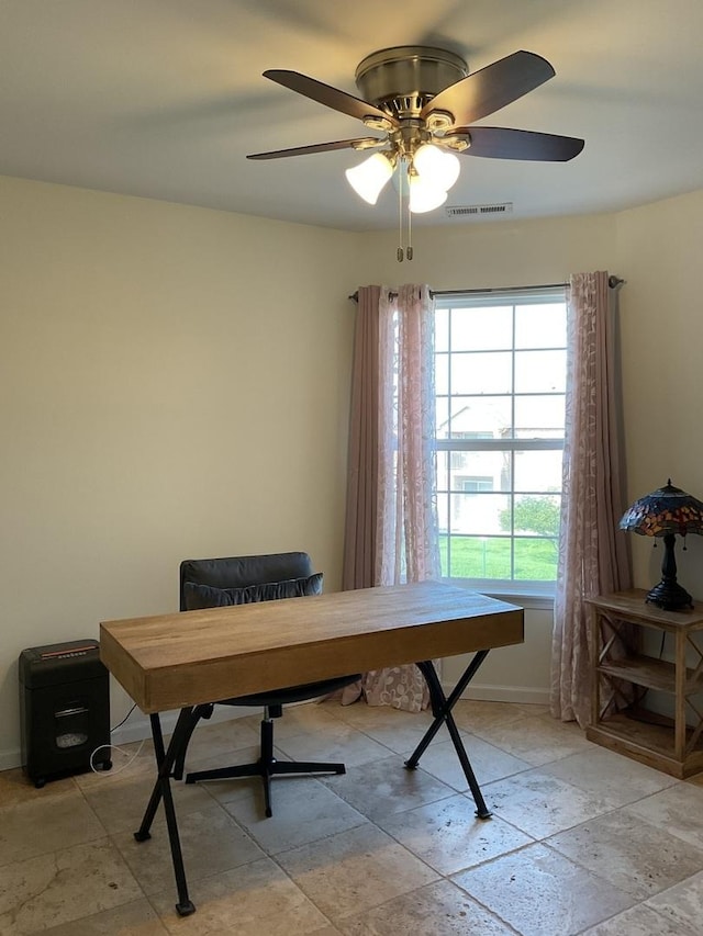 5203 Glenbrook Trl, Mchenry, IL 60050 - office with a ceiling fan and light stone finish floors