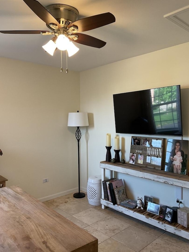5203 Glenbrook Trl, Mchenry, IL 60050 - living room featuring ceiling fan and baseboards