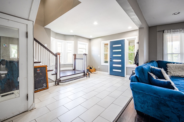 view of tiled living room