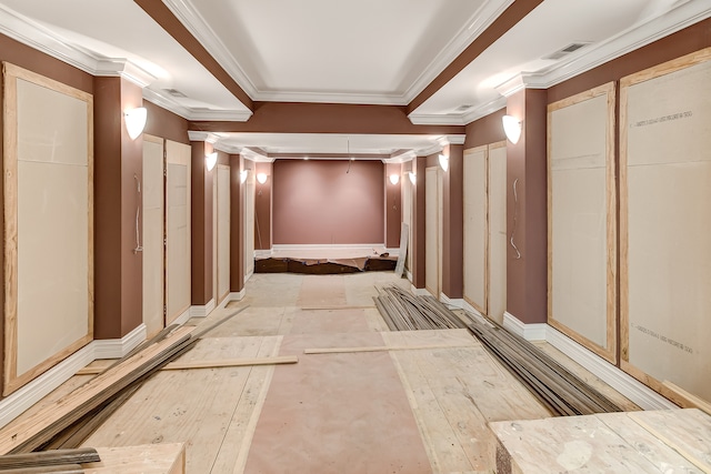 hallway with ornamental molding