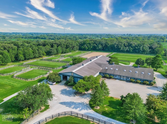 aerial view featuring a rural view