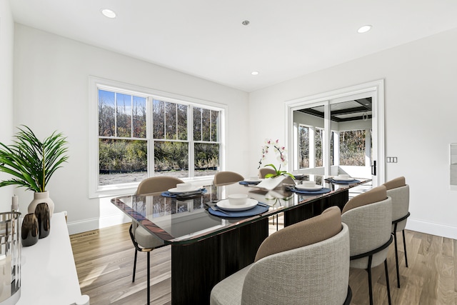 dining room with light hardwood / wood-style floors