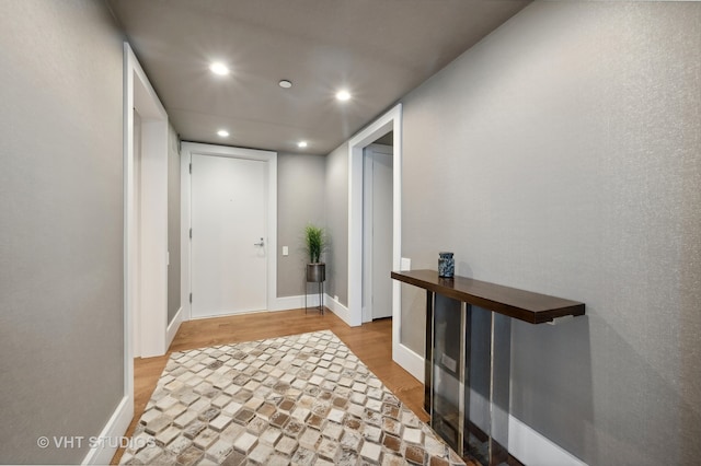 hall featuring light wood-type flooring