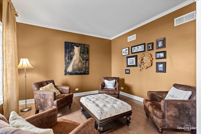 5085 Half Round Rd, Oswego, IL 60543 - sitting room with baseboards, crown molding, and wood finished floors