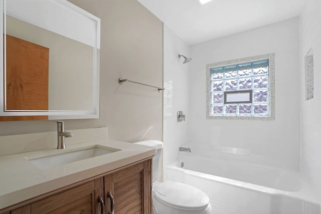 full bathroom with vanity, toilet, and tub / shower combination