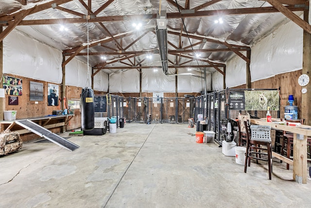 garage featuring a workshop area