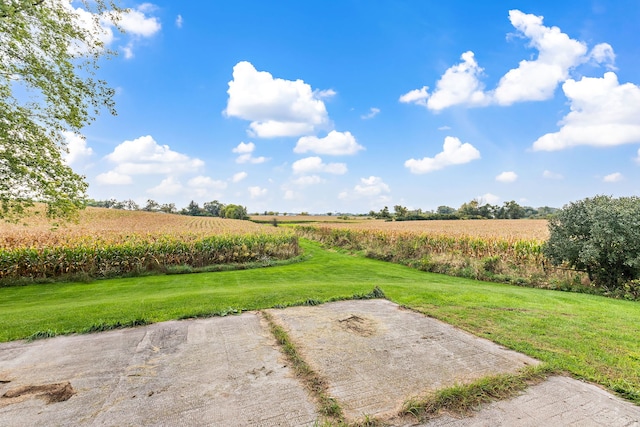 view of yard with a rural view