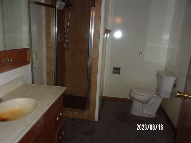 650 W Blue St, Sheldon, IL 60966 - bathroom featuring walk in shower, toilet, and vanity