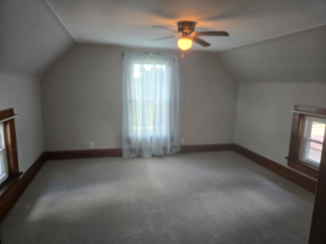 616 N Pleasant St, Princeton, IL 61356 - bonus room with lofted ceiling, a ceiling fan, and carpet flooring