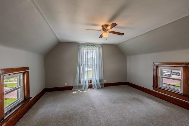 616 N Pleasant St, Princeton, IL 61356 - bonus room with lofted ceiling, carpet, ceiling fan, and baseboards