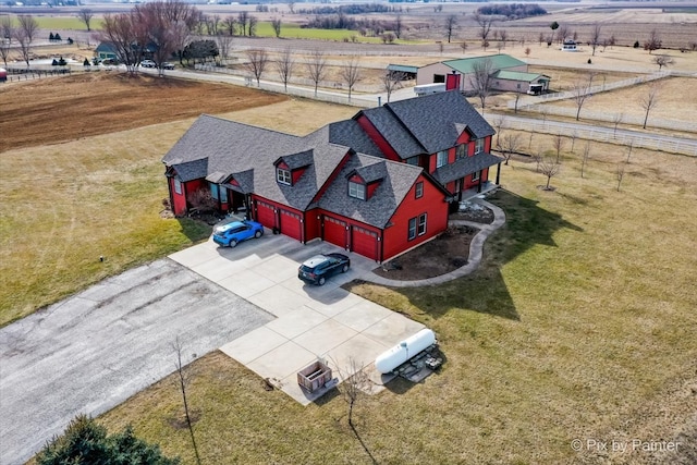 aerial view with a rural view