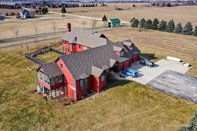 bird's eye view with a rural view