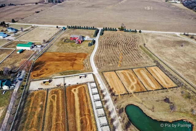 drone / aerial view with a rural view