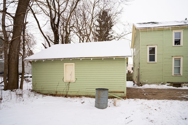 view of snow covered property