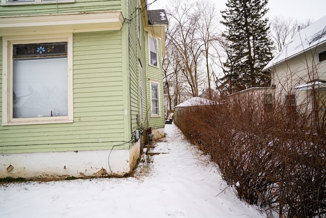 view of snowy exterior