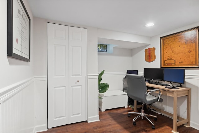 298 Dickens St, Northfield, IL 60093 - office space featuring dark wood finished floors, wainscoting, and a decorative wall