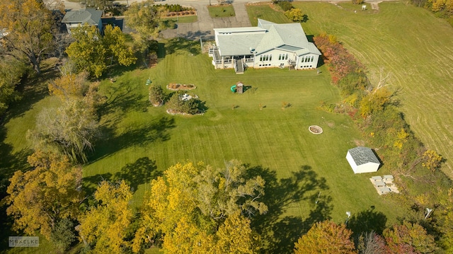 drone / aerial view with a rural view