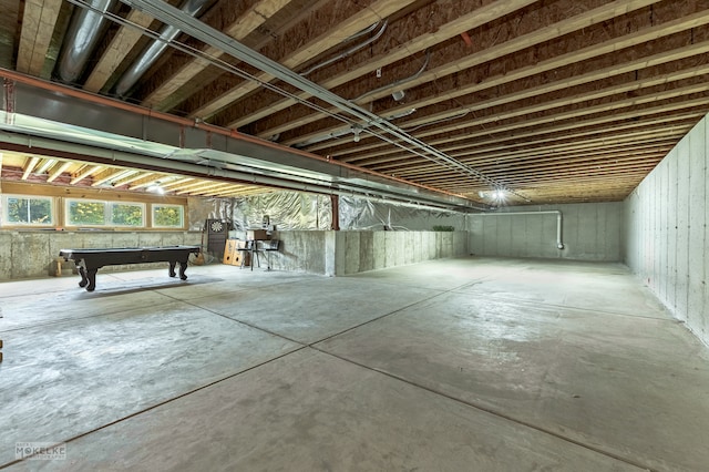 basement featuring pool table