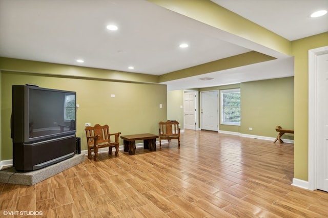 sitting room featuring light wood-type flooring