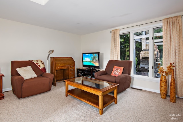 living room with carpet floors