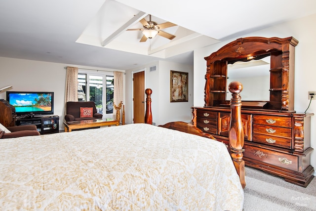 bedroom with carpet and ceiling fan