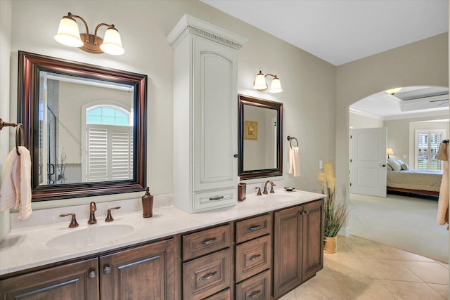 3001 E Stone Creek Blvd, Urbana, IL 61802 - ensuite bathroom featuring plenty of natural light, double vanity, and tile patterned floors