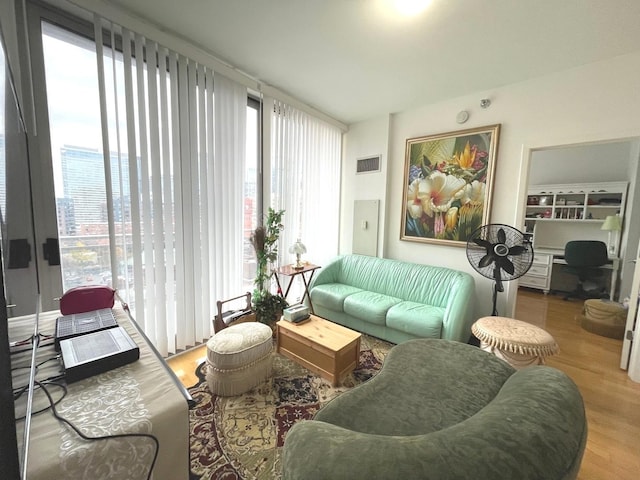 living area featuring wood finished floors