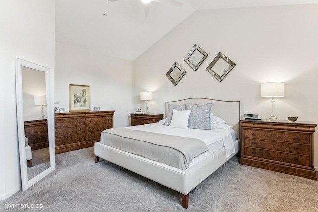 33 Johnson Ct Unit 0, North Aurora, IL 60542 - bedroom with lofted ceiling, carpet floors, and ceiling fan