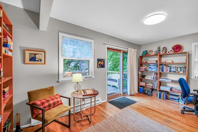 office space with wood finished floors