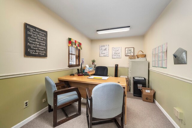 view of carpeted office space