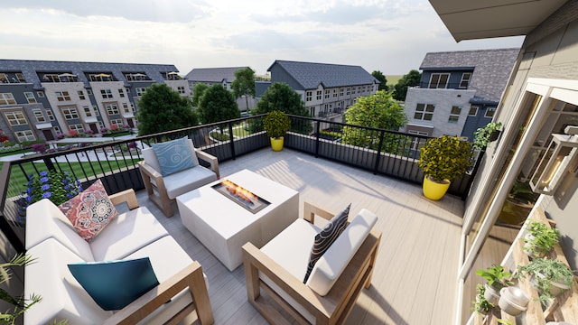 wooden deck with an outdoor hangout area