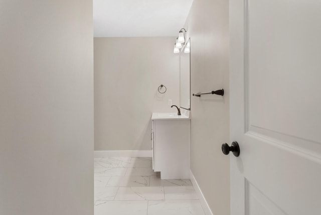 bathroom with vanity and tile patterned flooring