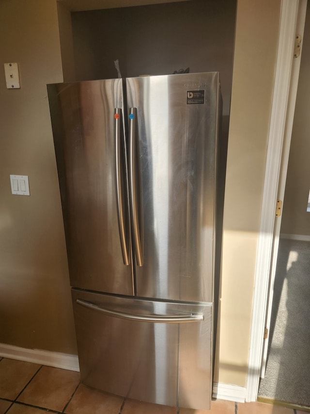 room details with stainless steel refrigerator