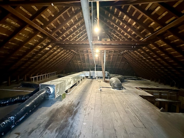 view of unfinished attic