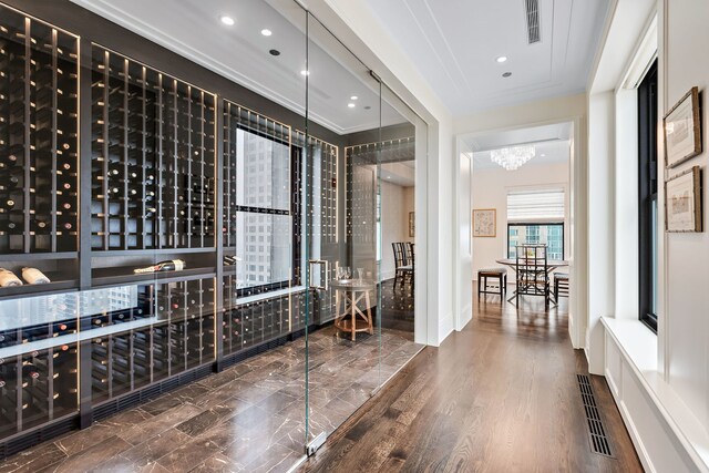 159 E Walton Pl Unit Ph, Chicago, IL 60611 - wine room with recessed lighting, wood finished floors, and baseboards