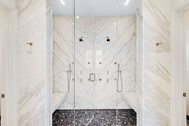 159 E Walton Pl Unit Ph, Chicago, IL 60611 - full bathroom featuring a marble finish shower